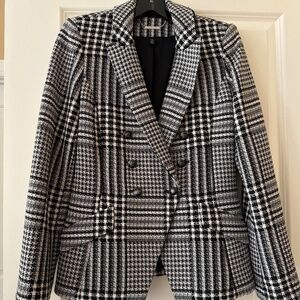 White House Black Market Black and White Tweed Blazer sz 2